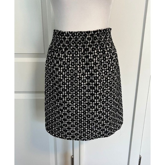 J Crew Factory Embroidered Sidewalk Skirt Gingham Size 8 Elastic Waist pockets - Picture 1 of 8